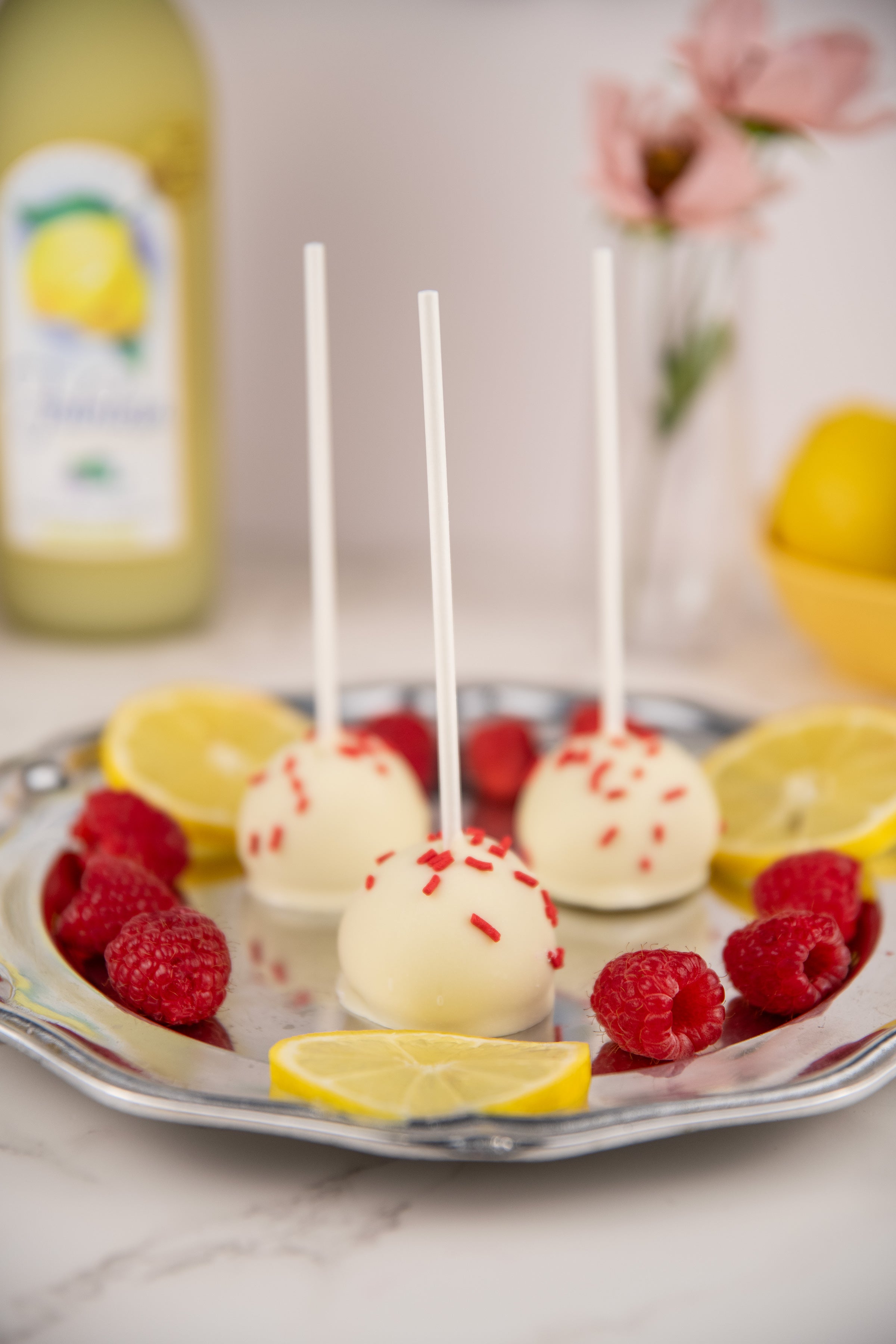 Raspberry Limoncello Cake Pops (3 Per Package)