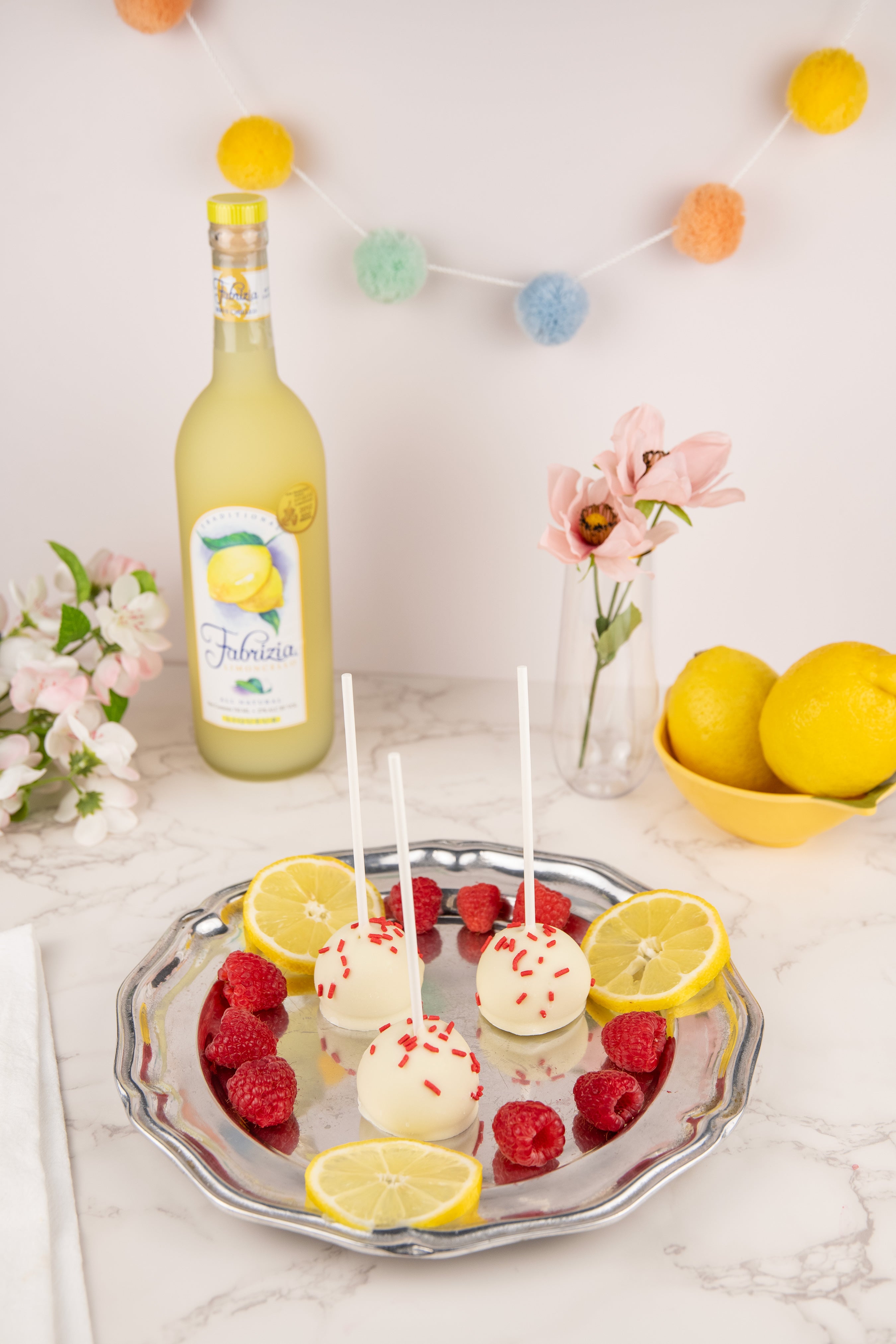 Raspberry Limoncello Cake Pops (3 Per Package)