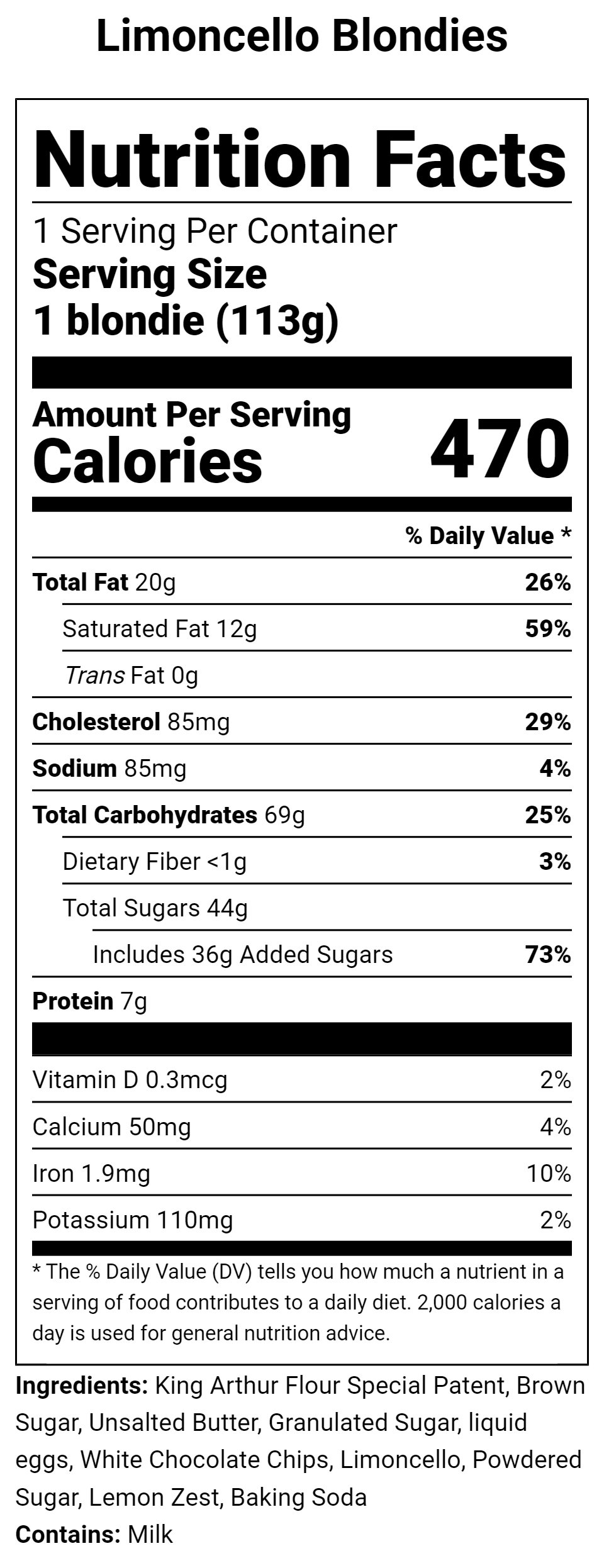 Fabrizia Limoncello Blondies Nutrition