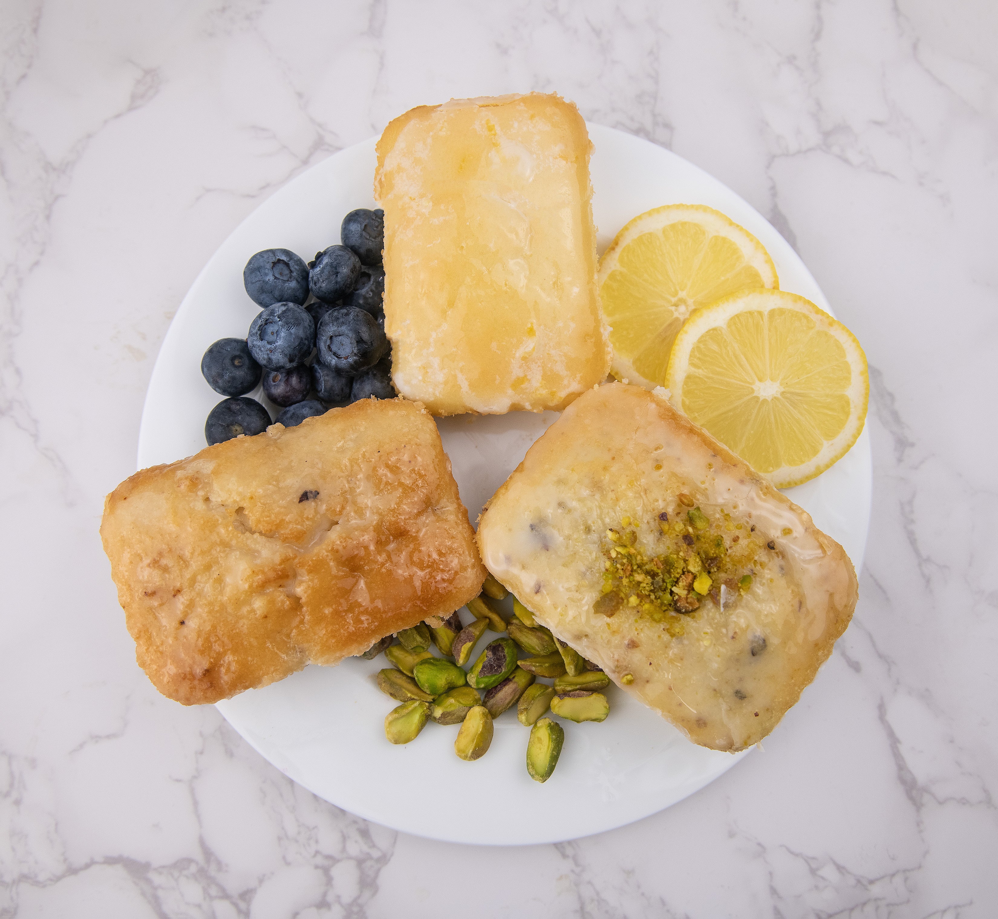 Mini Limoncello Lemon Loaf, Mini Pistachio Loaf, Mini Limoncello Blueberry Loaf