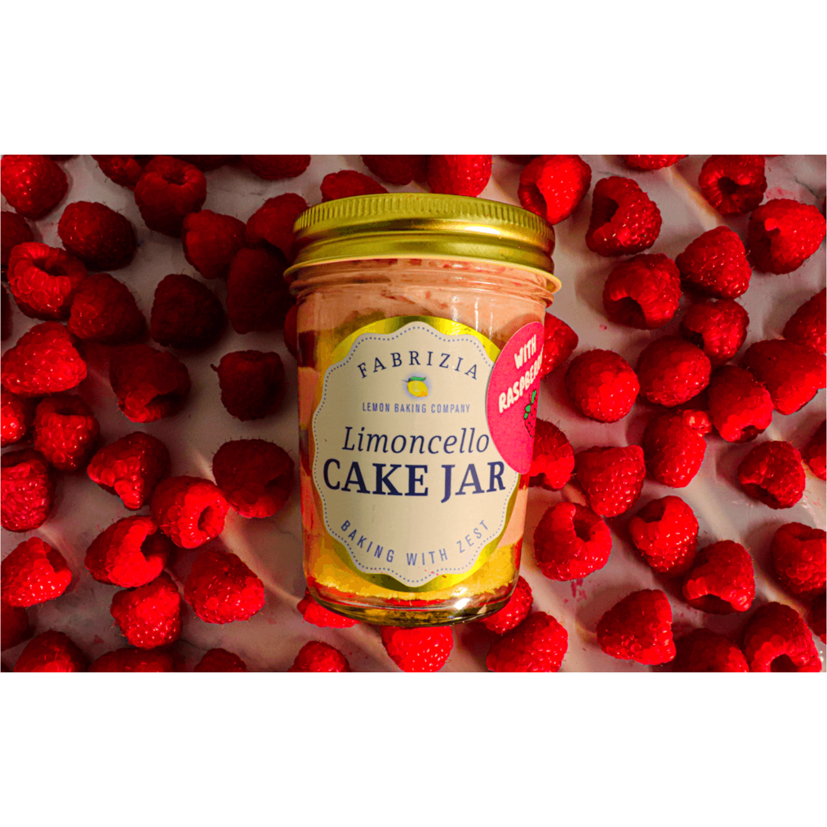 Limoncello Raspberry Cake Jar - Fabrizia Lemon Baking Company